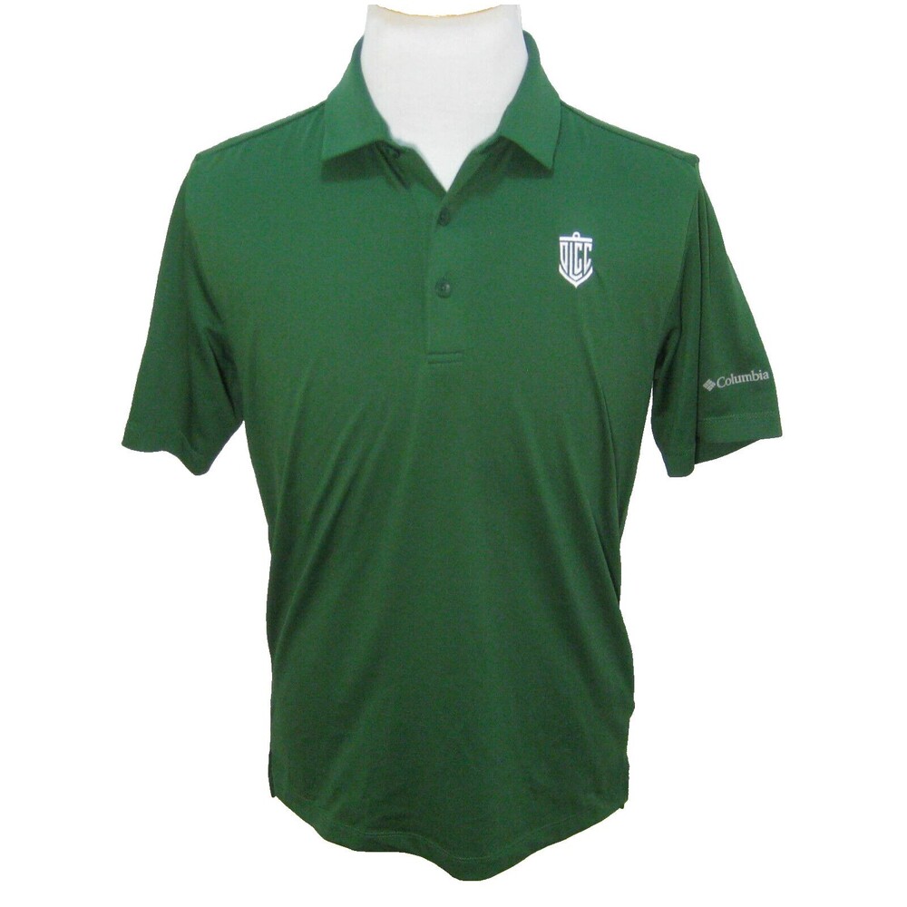 COLUMBIA Golf Mens Medium Green Short Sleeve Polo Shirt Oswego Lake Country Club